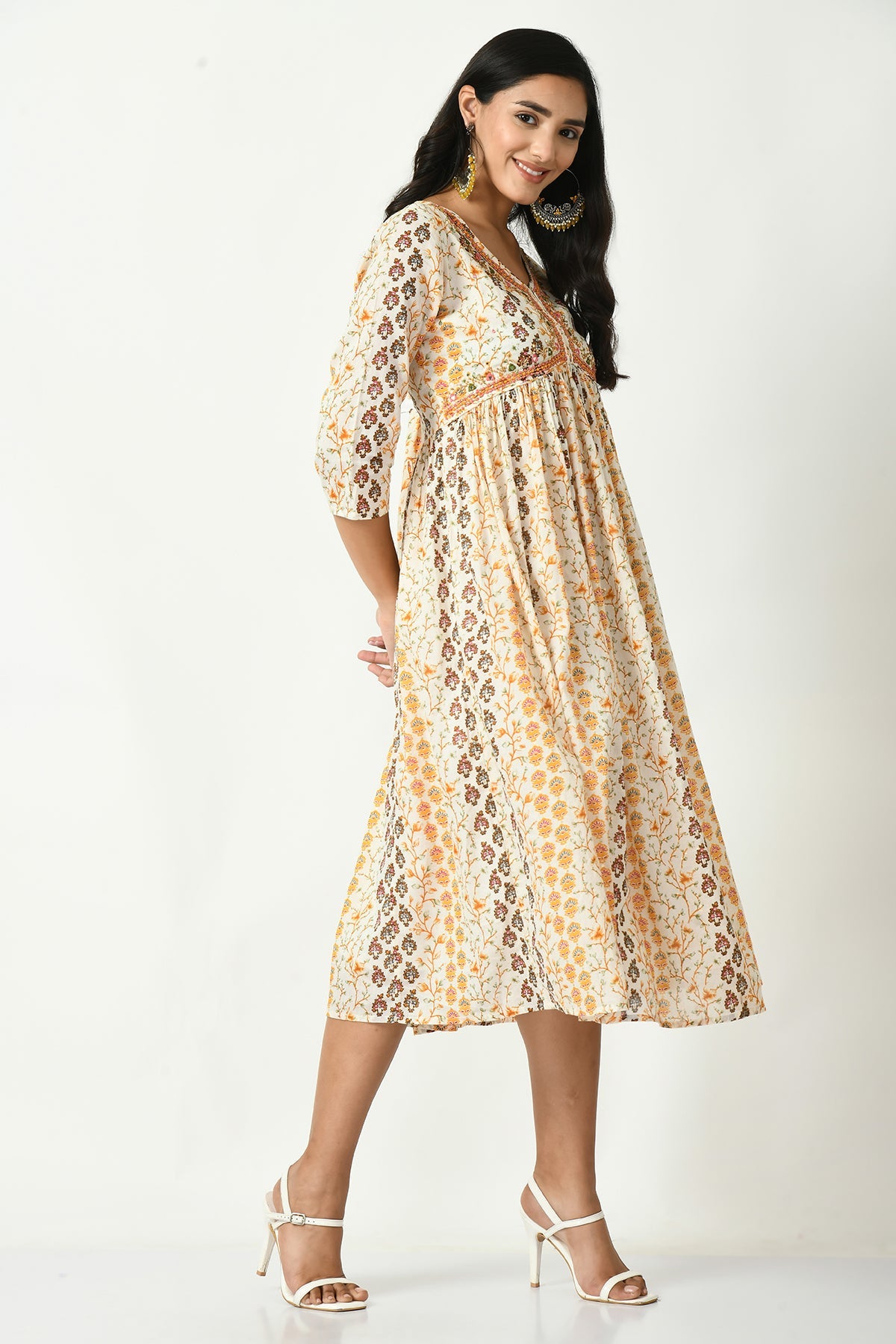 Cream Printed Dress