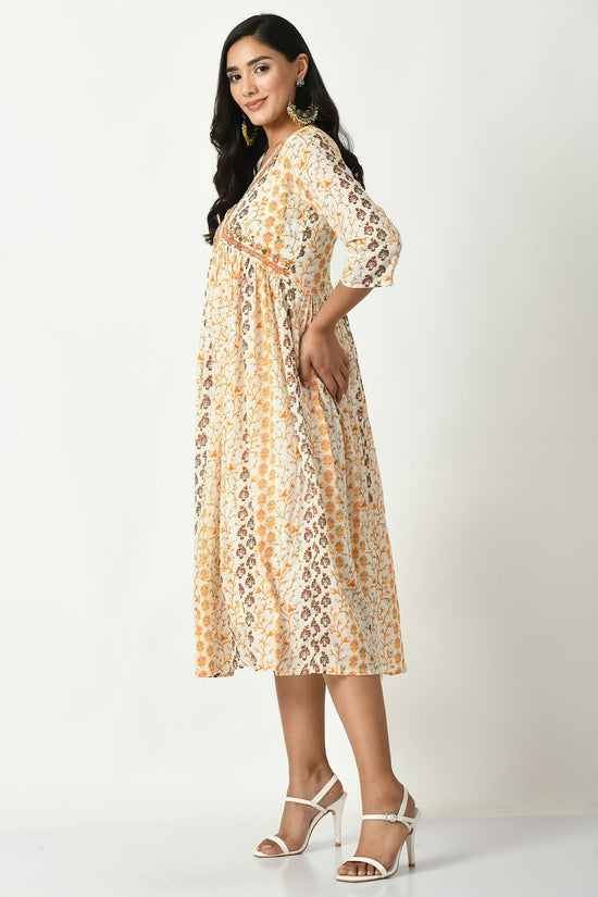Cream Printed Dress