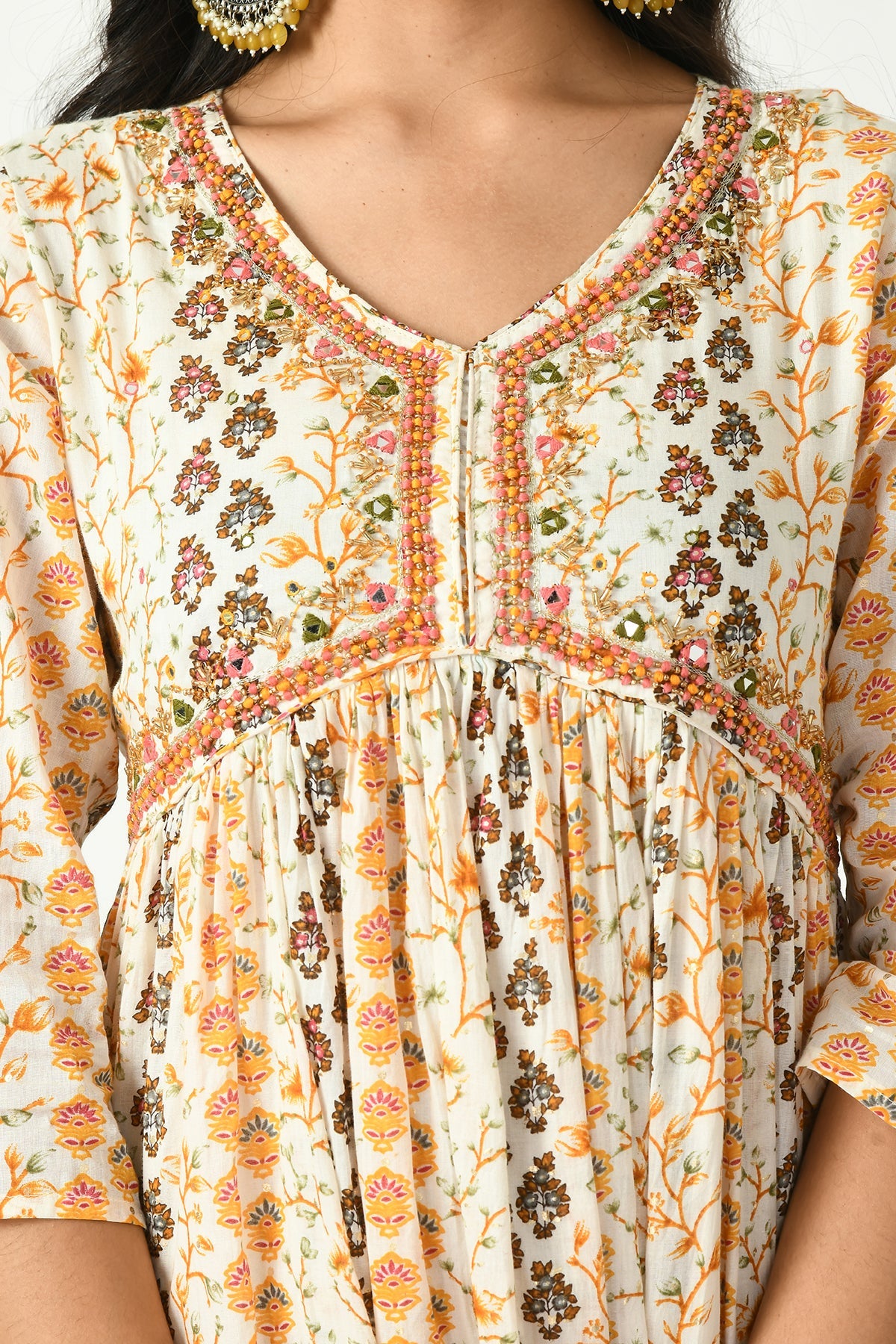 Cream Printed Dress