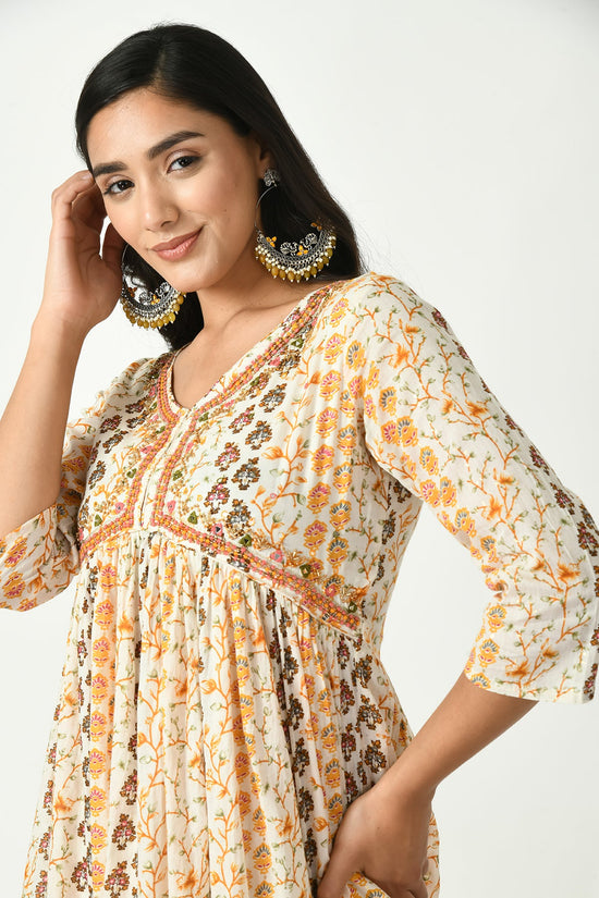 Cream Printed Dress