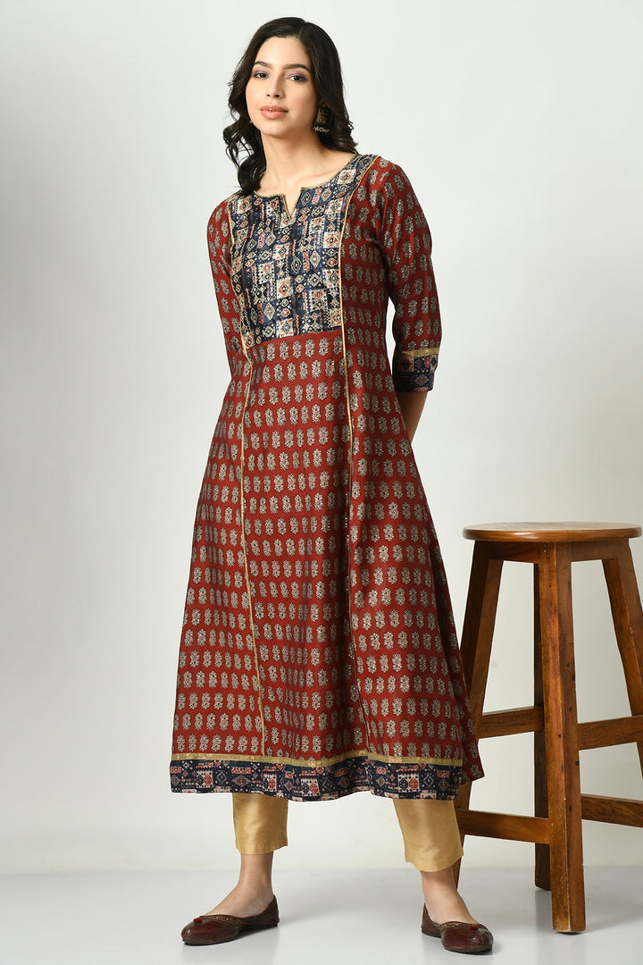 Rust Printed Dress