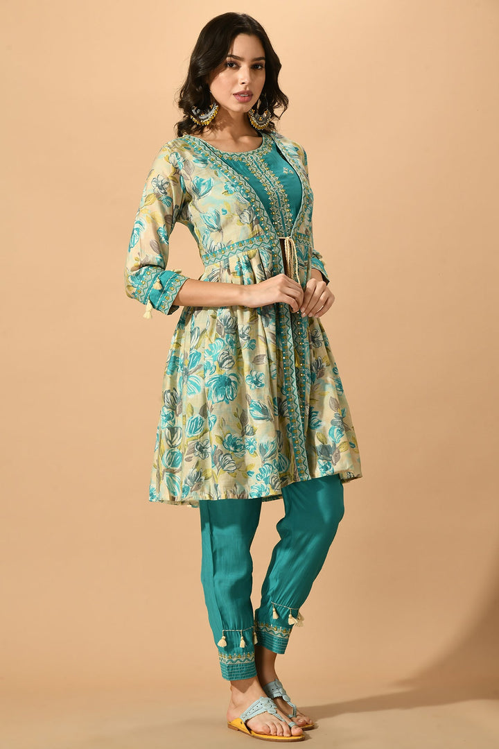 Green Embellished Designer Kurta Set