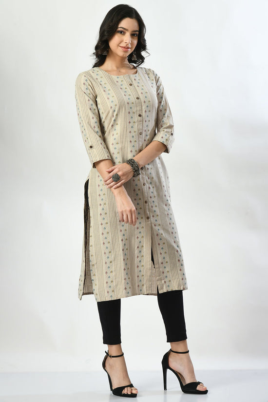 Beige Printed Kurta