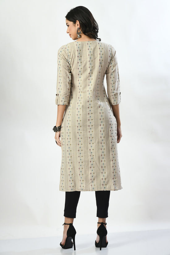 Beige Printed Kurta