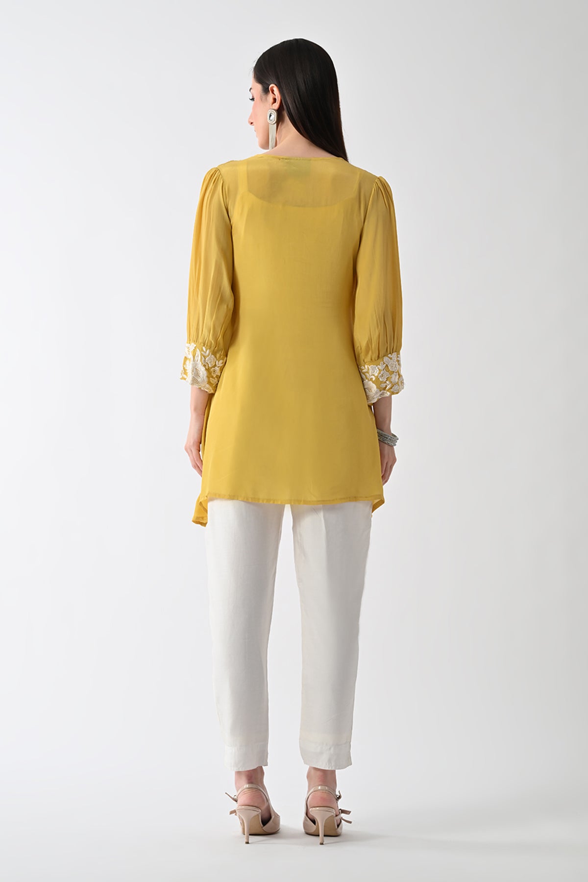 Yellow Embroidered Jacket 3 Pcs Set