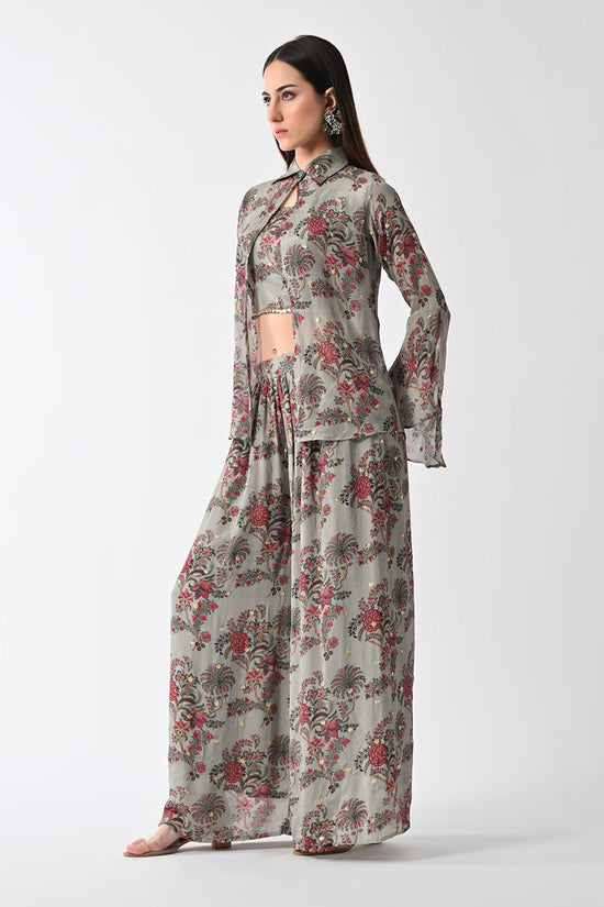 Green Printed Jacket Set