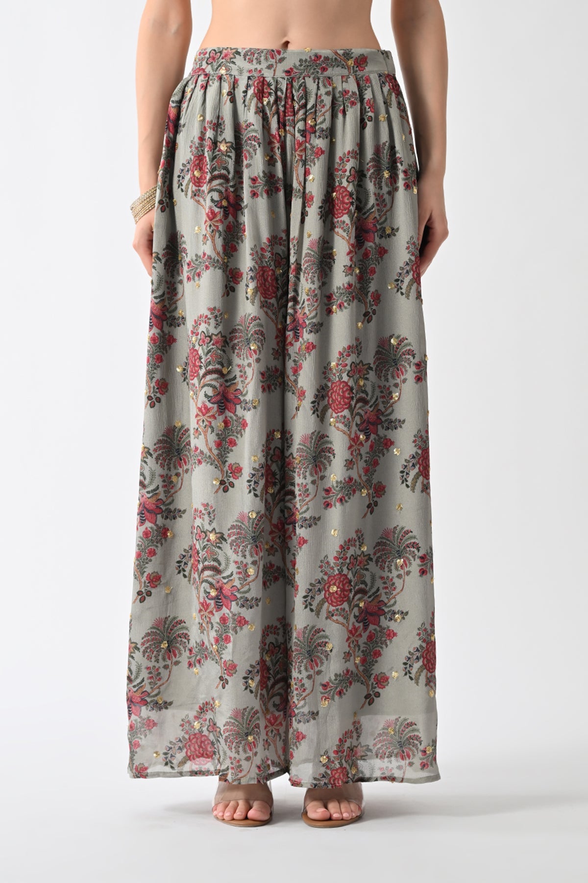 Green Printed Jacket Set