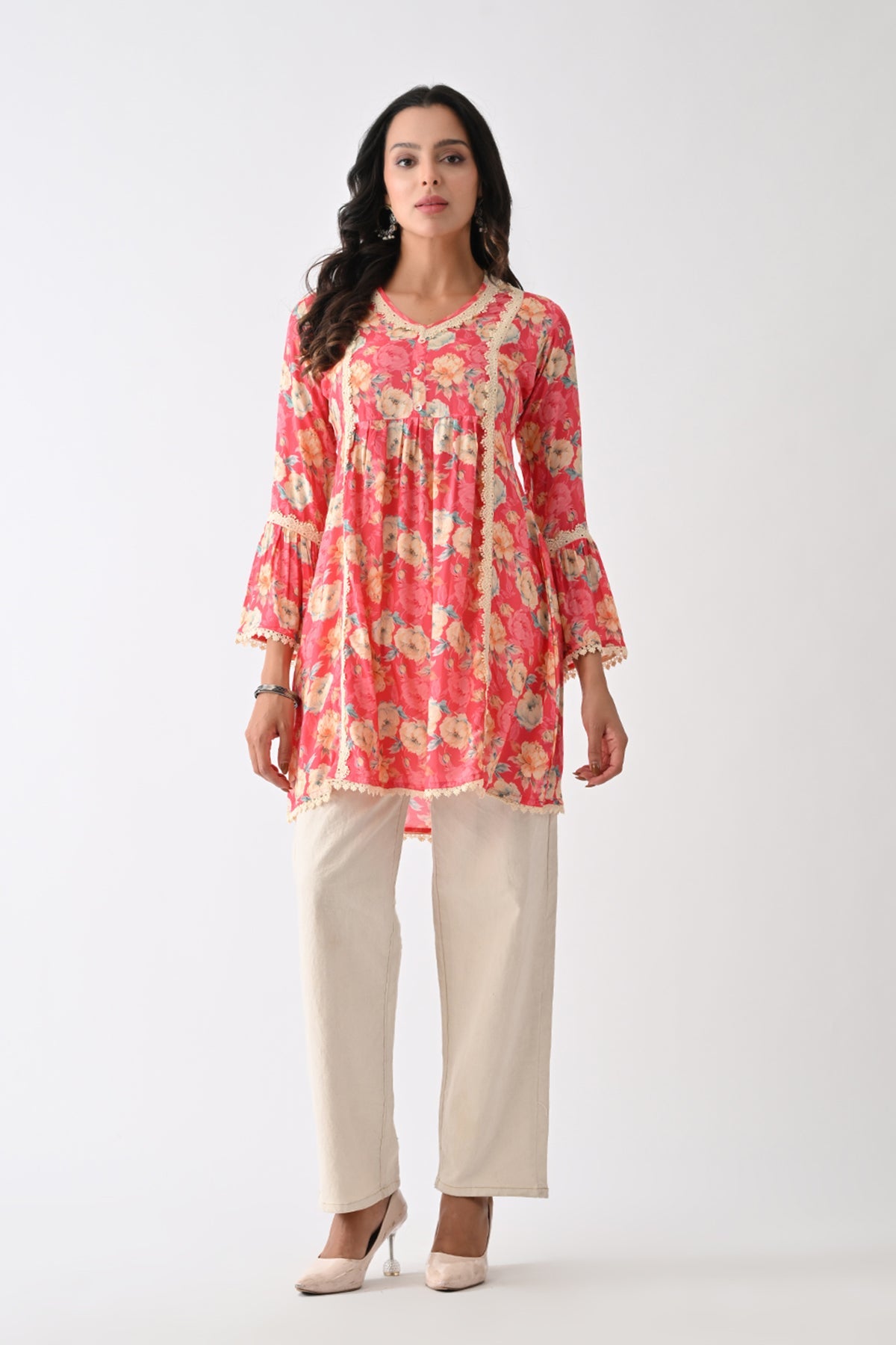 Pink Printed A-Line Tunic