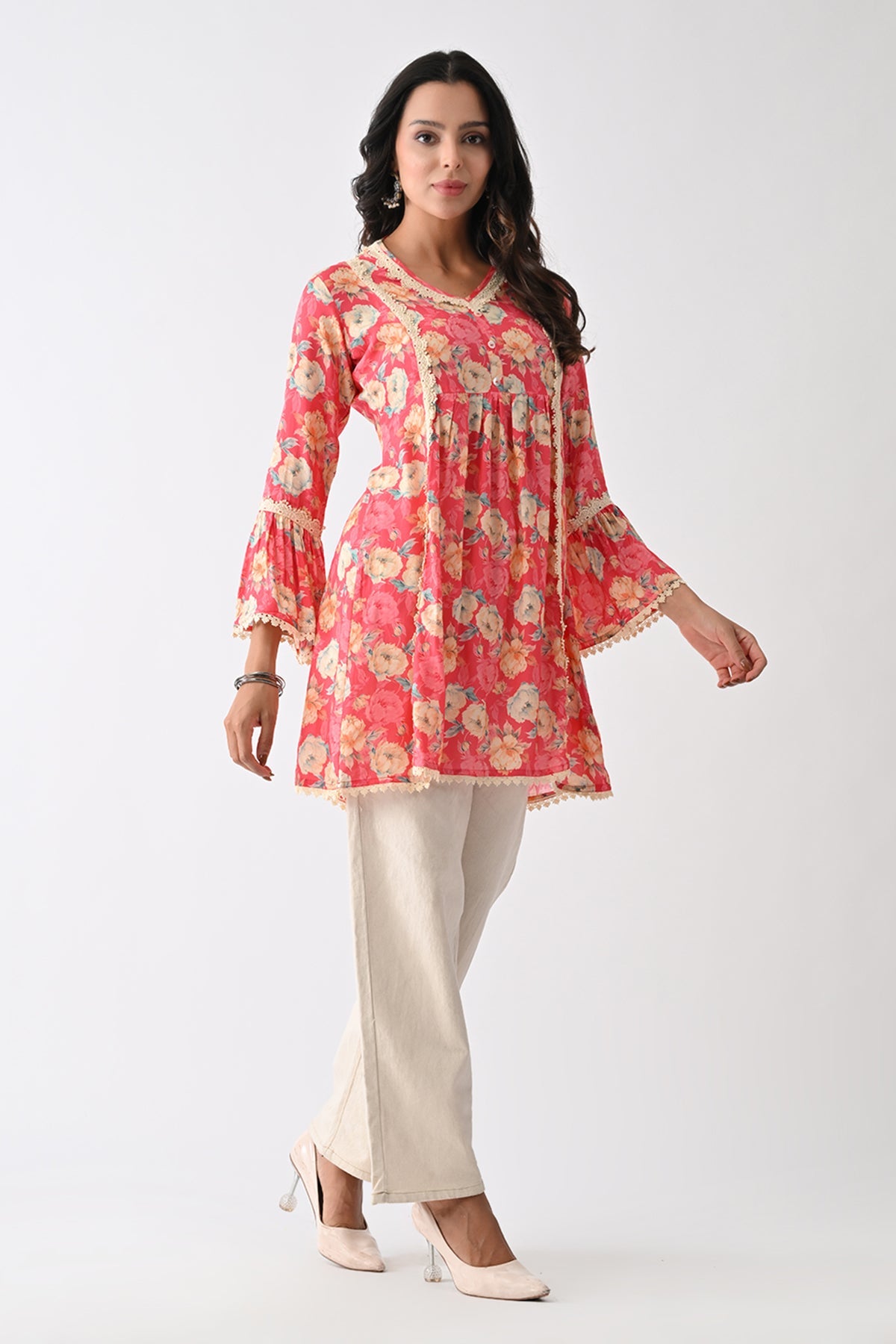 Pink Printed A-Line Tunic
