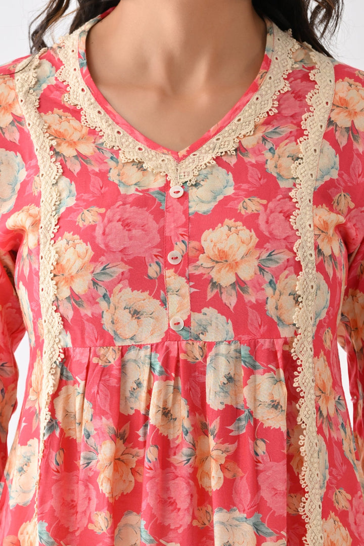 Pink Printed A-Line Tunic