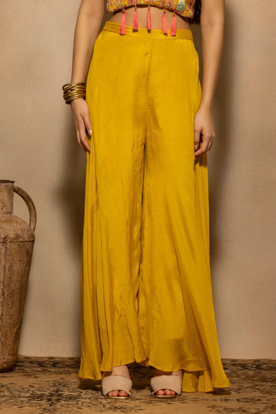 Yellow Embellished Flared Kurta 3 Pcs Set