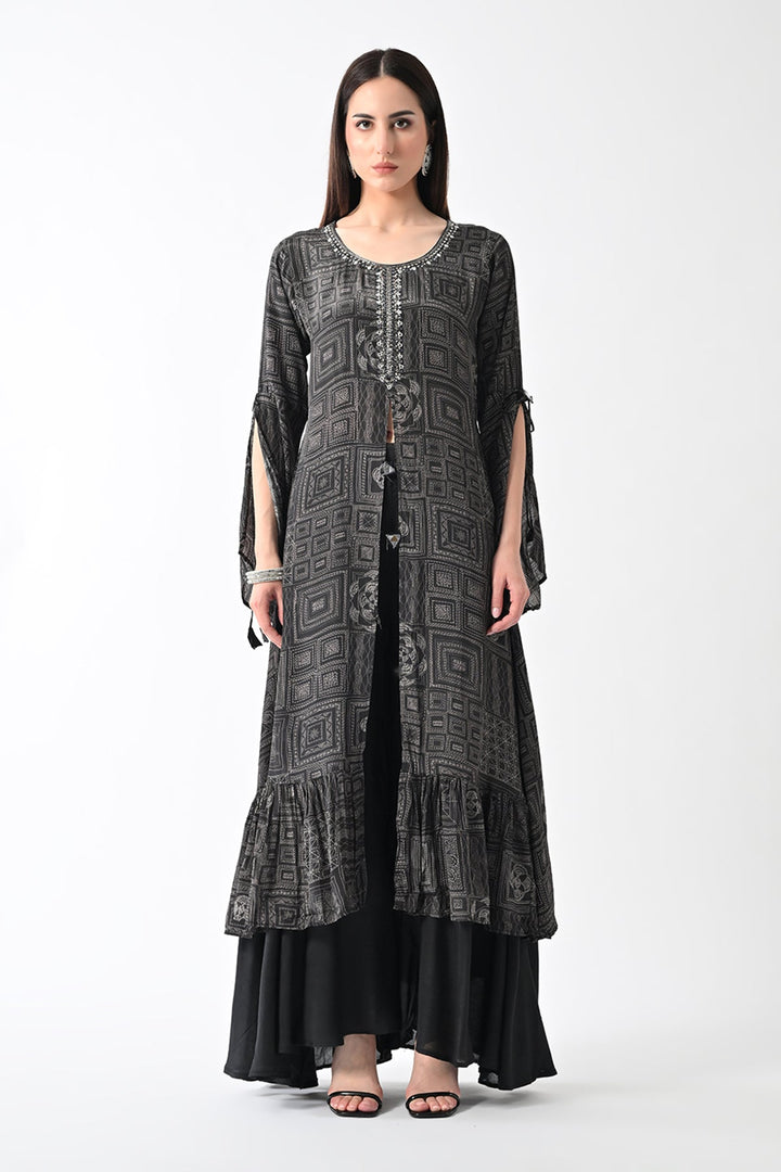 Black Printed Dress (3-Piece)