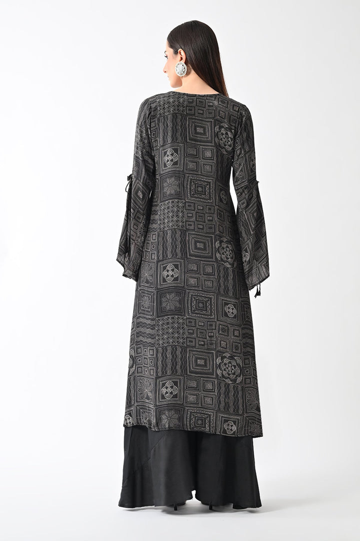 Black Printed Dress (3-Piece)
