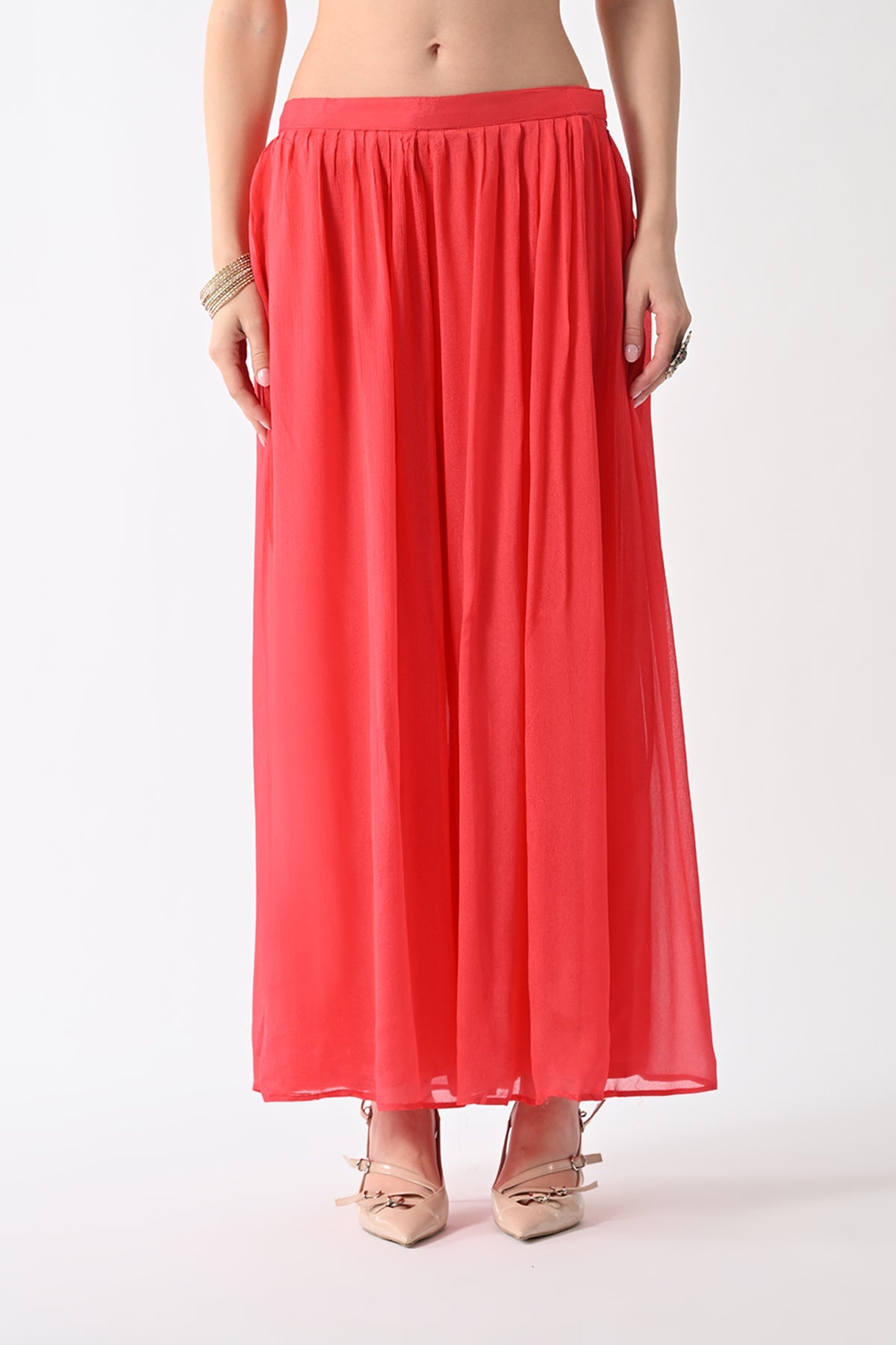 Peach Dress with Printed Shrug