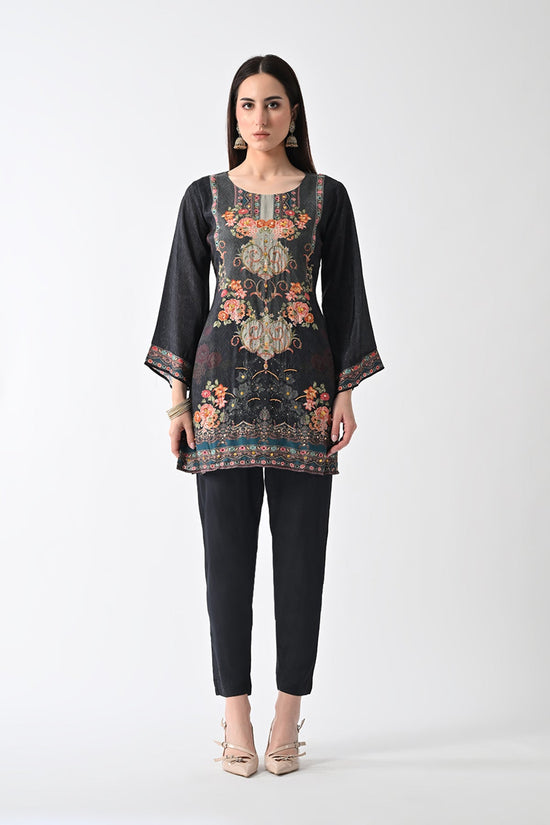 Grey Printed Straight Kurta Set (2 Piece)
