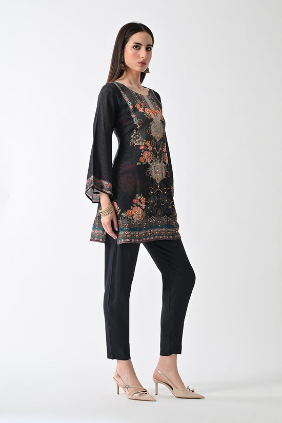 Grey Printed Straight Kurta Set (2 Piece)