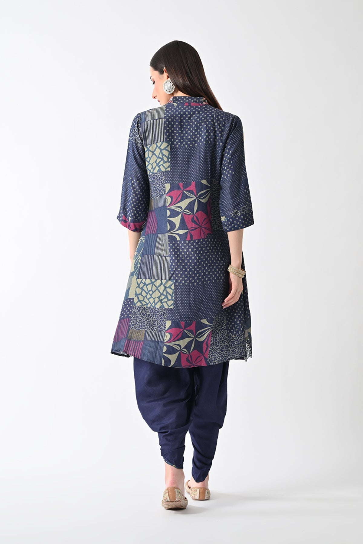 Blue Printed Kurta Set (3 Piece)