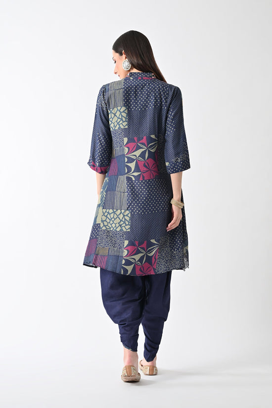 Blue Printed Kurta Set (3 Piece)