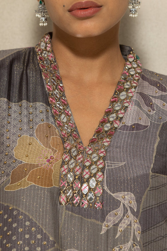 Grey Printed Kurta 2 Pcs Set