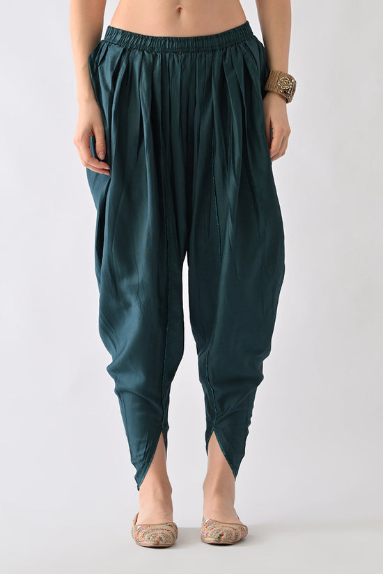 Teal Printed A-Line Kurta 3 Pcs Set