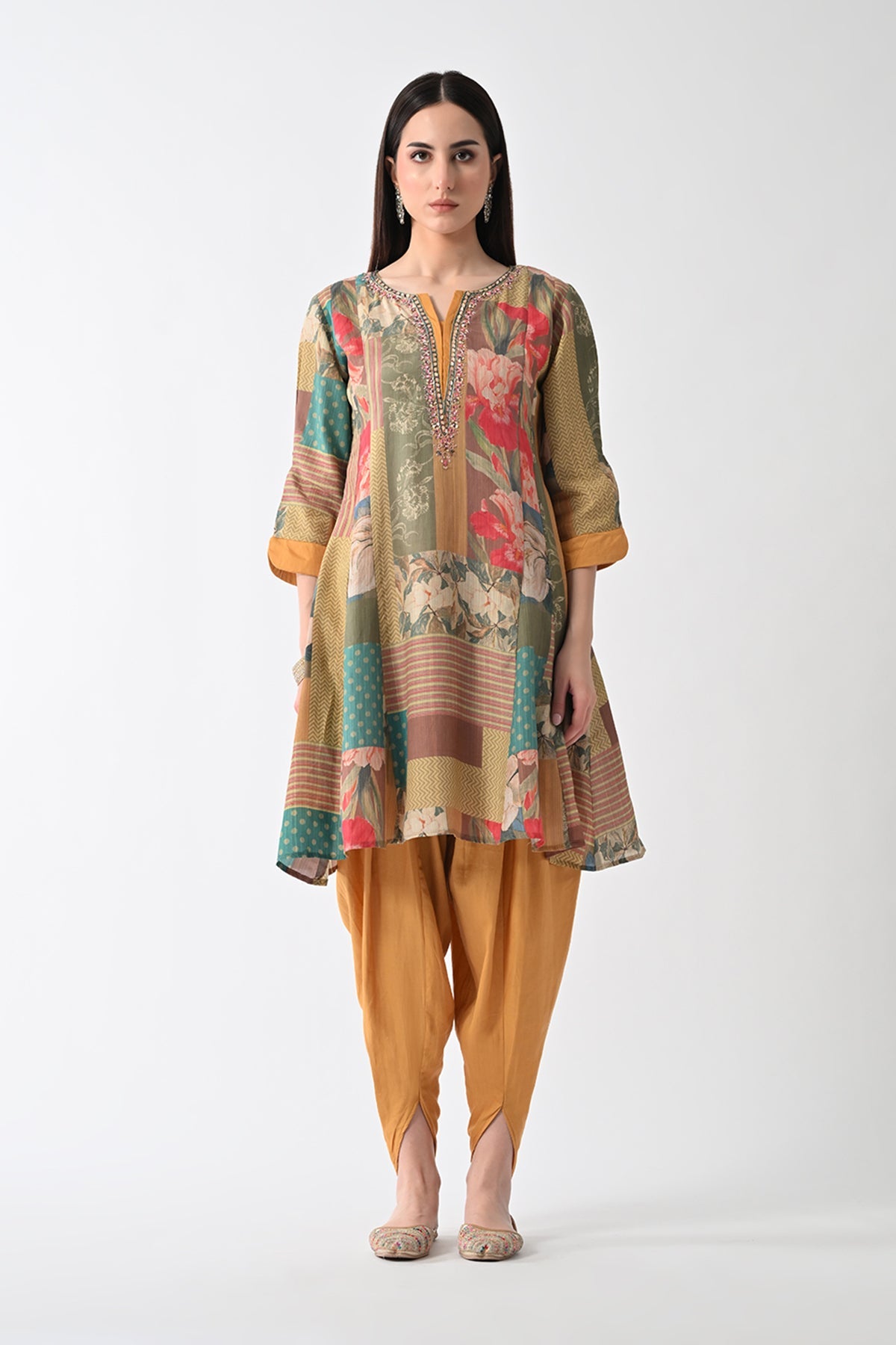 Multi Printed A-Line Kurta 2 Pcs Set