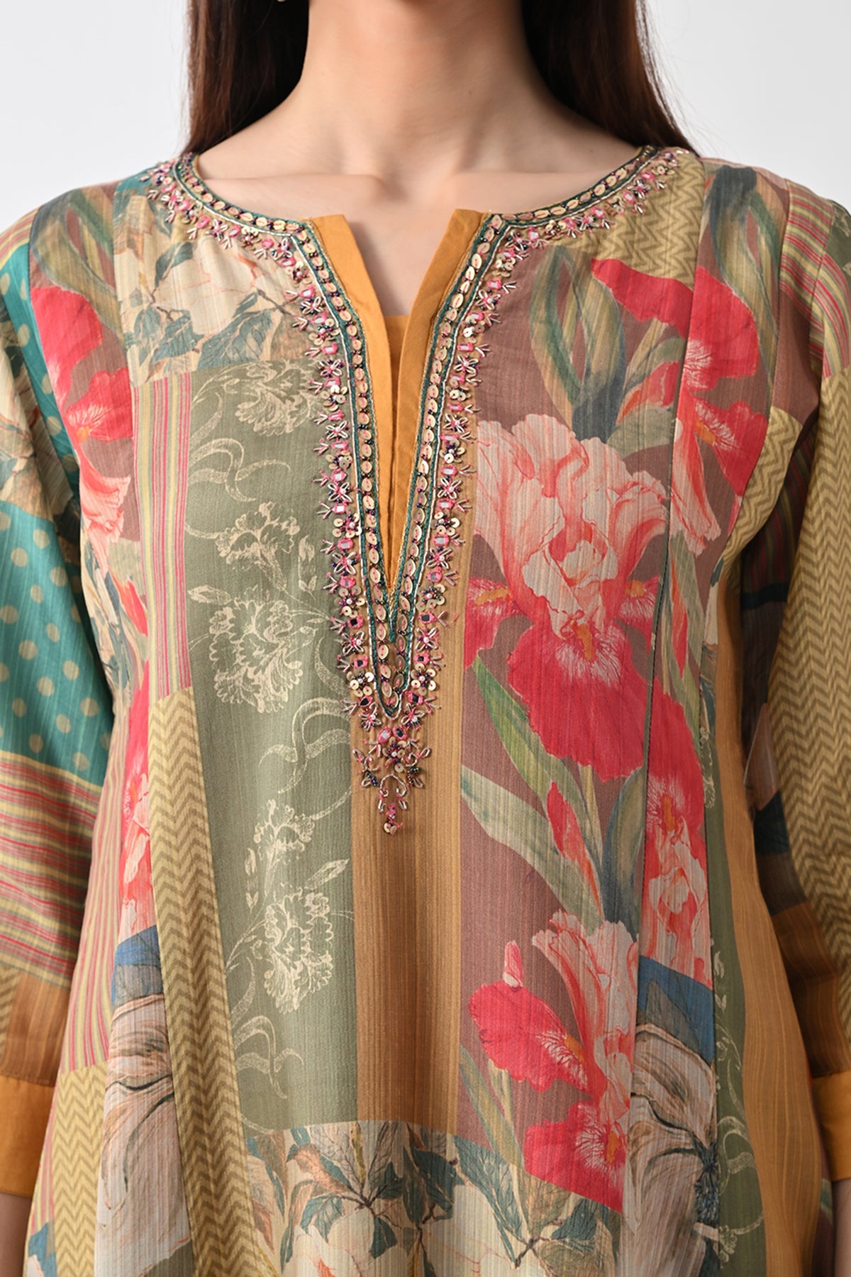 Multi Printed A-Line Kurta 2 Pcs Set
