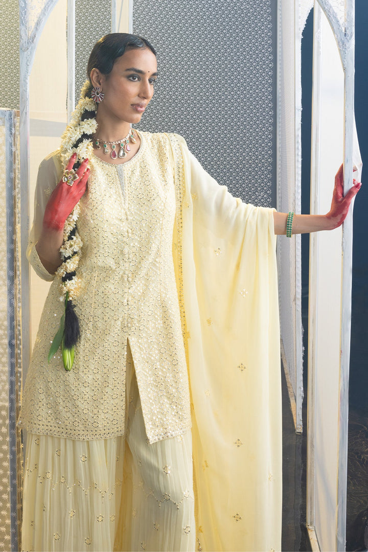 Yellow Embroidered Straight Kurta Set
