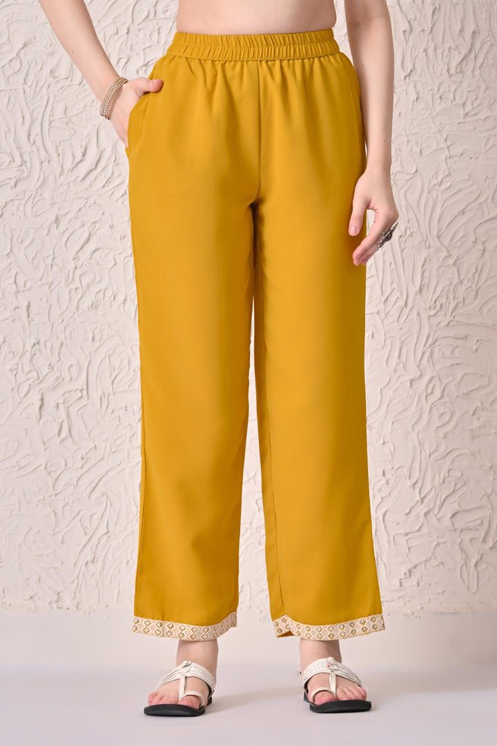 Mustard Embroidered Kurta 3 Pcs Set