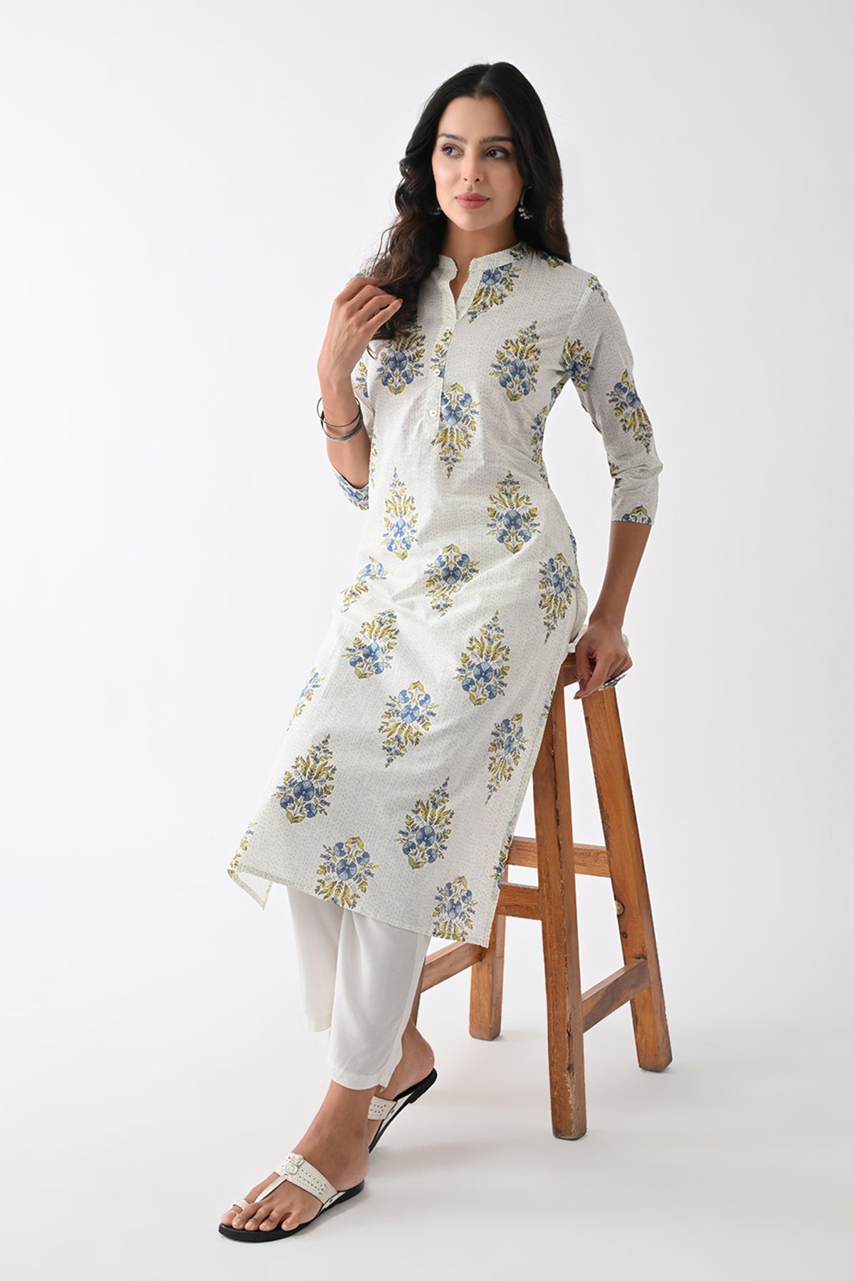 White Printed Kurta