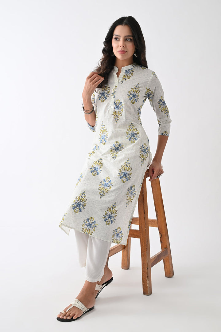 White Printed Kurta