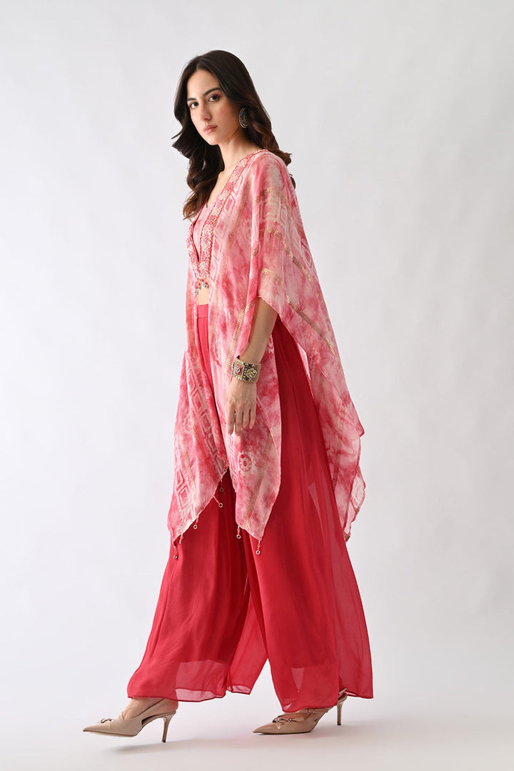 Pink Printed Kaftan Set (3 Piece)