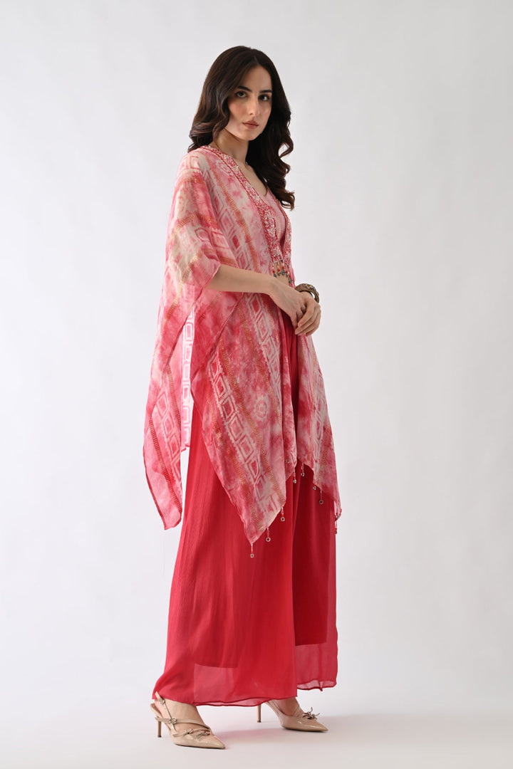 Pink Printed Kaftan Set (3 Piece)