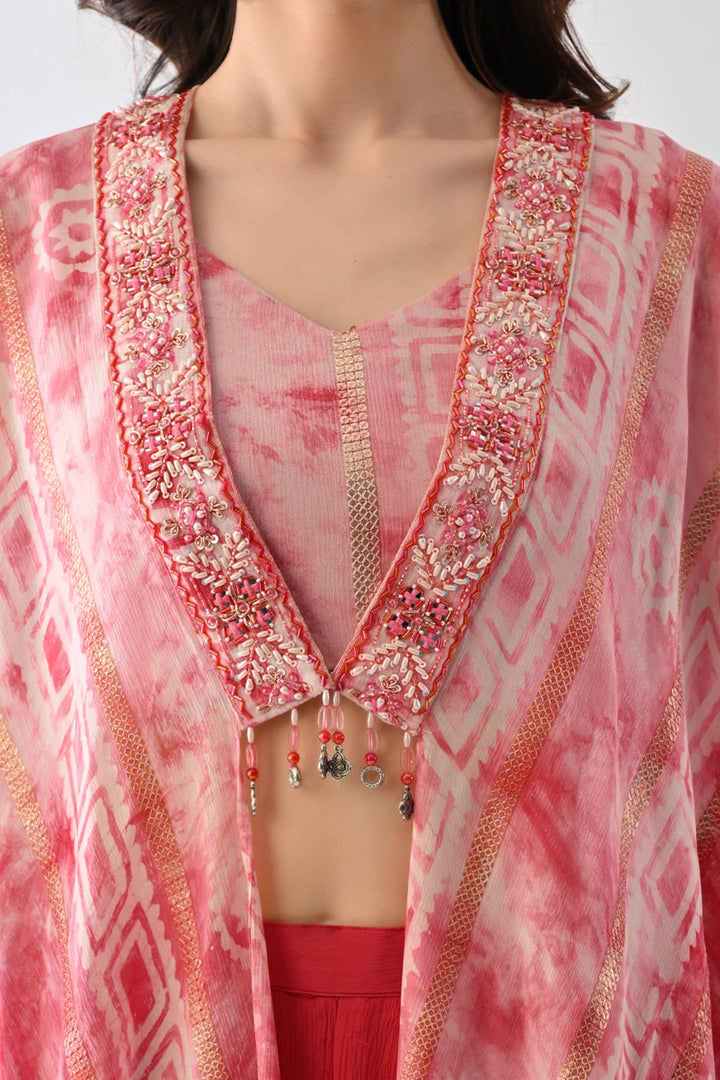 Pink Printed Kaftan Set (3 Piece)