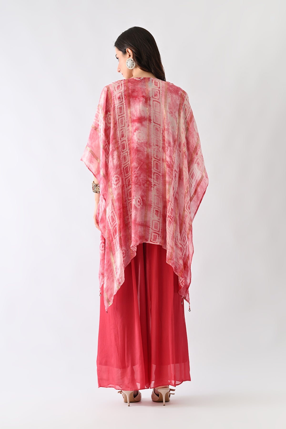Pink Printed Kaftan 3 Pcs Set