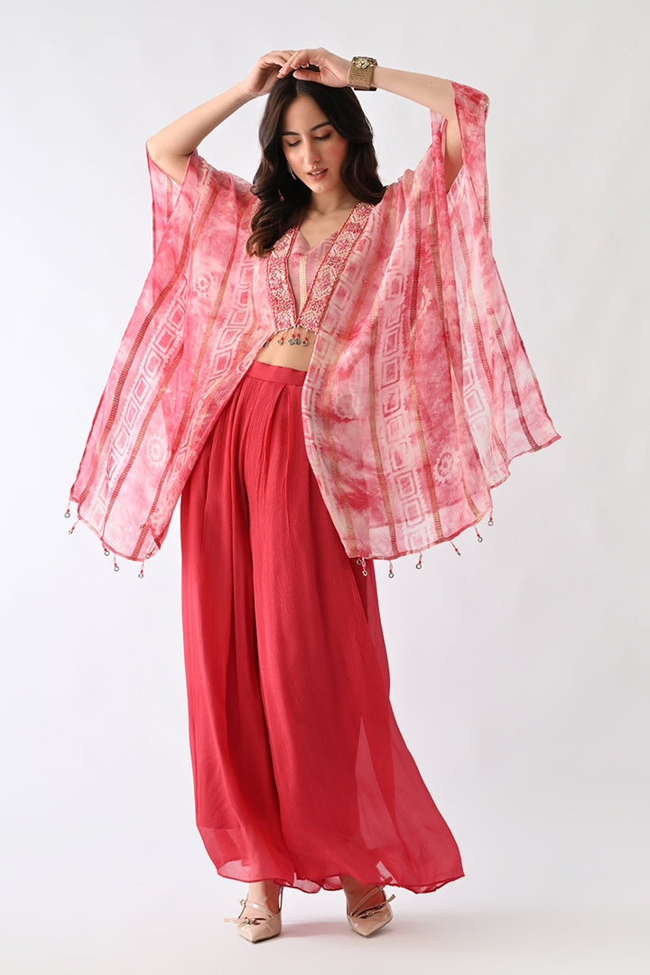 Pink Printed Kaftan Set (3 Piece)