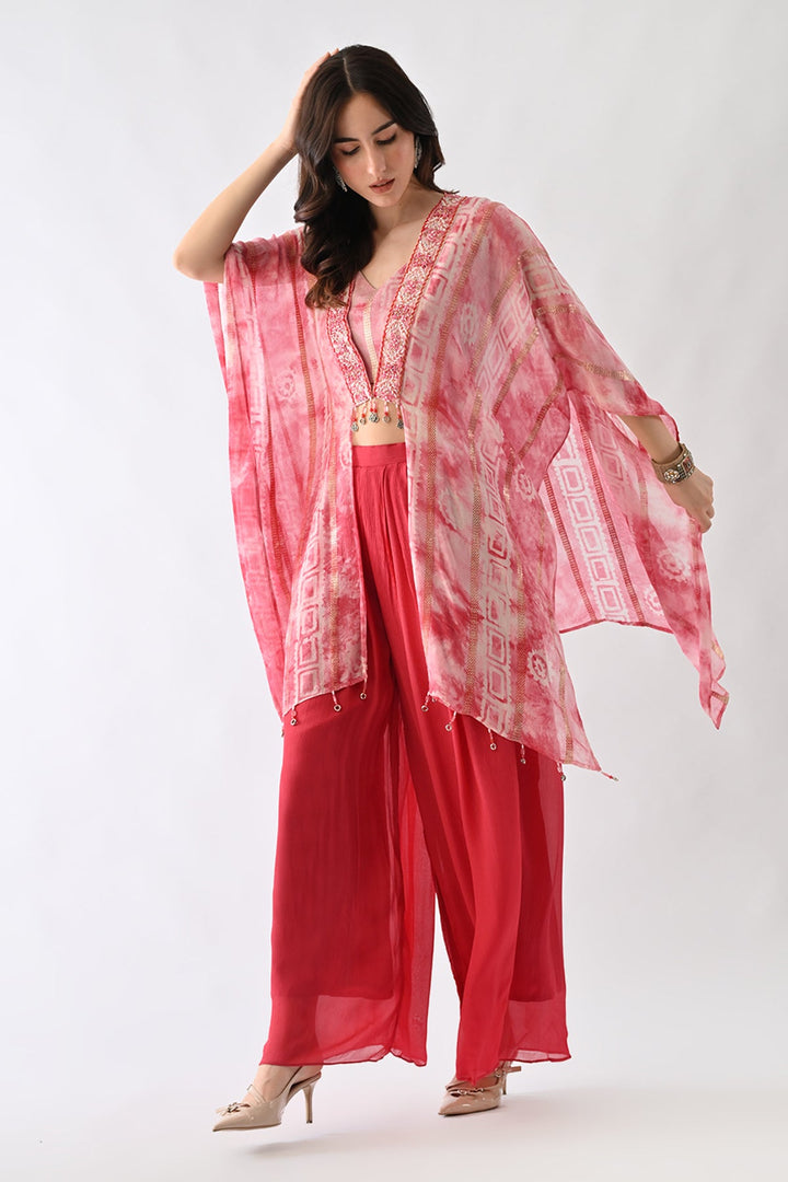 Pink Printed Kaftan Set (3 Piece)