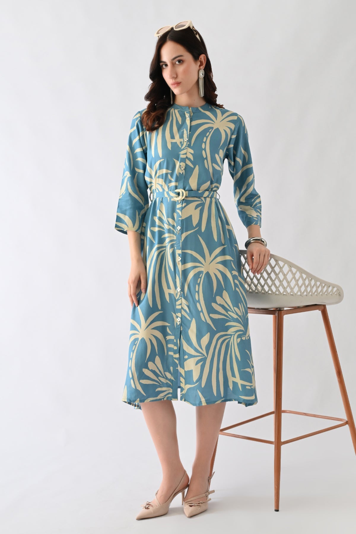 Blue Printed Dress