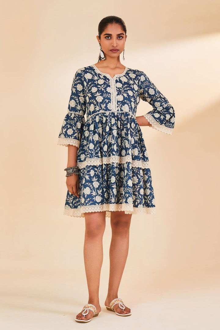 Teal Printed A-Line Tunic