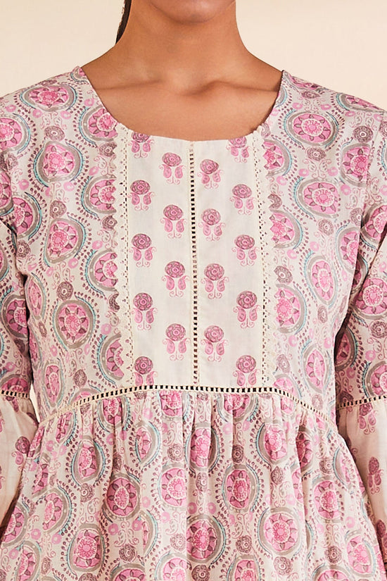 Cream Printed Flared Tunic