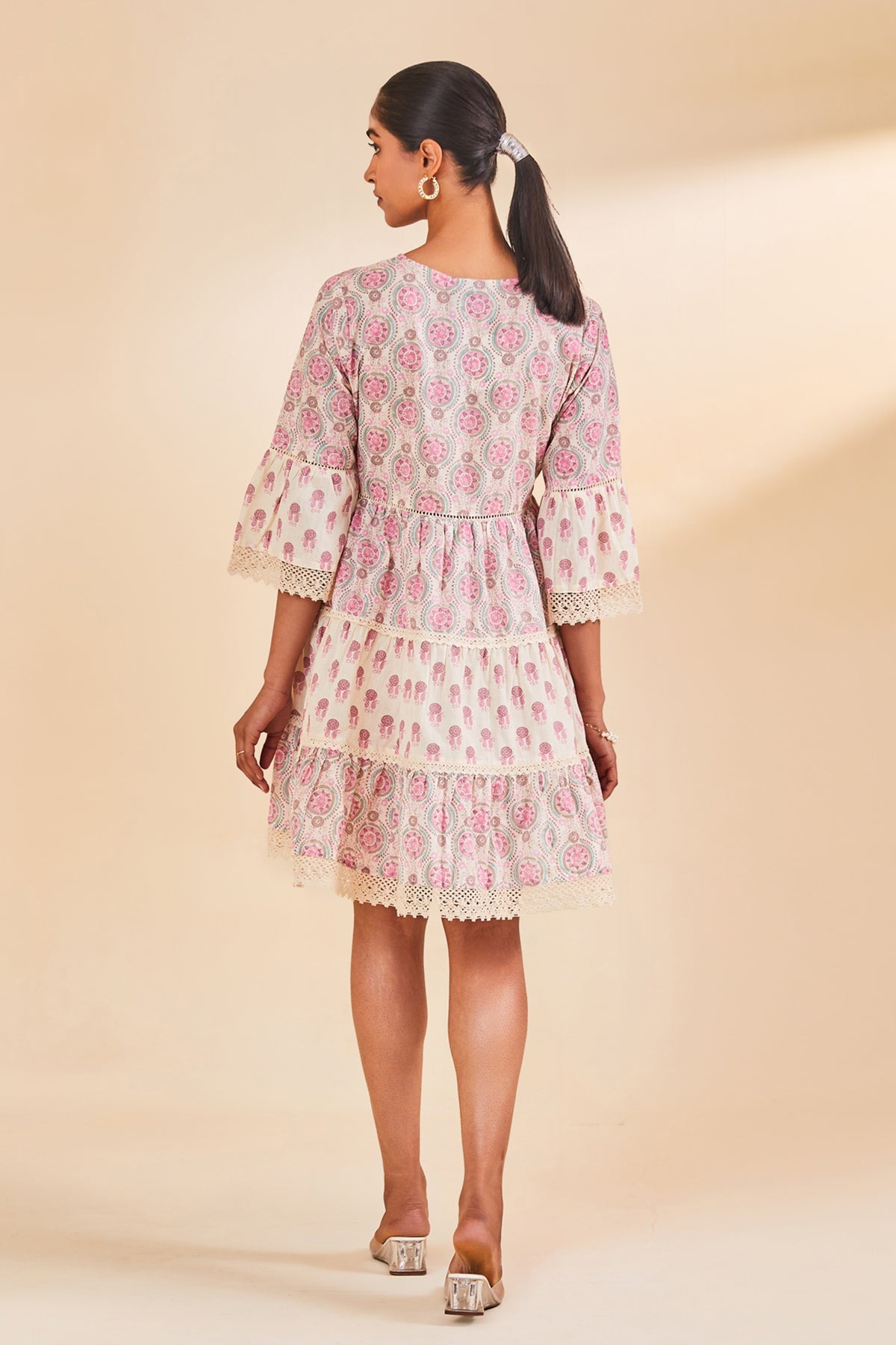 Cream Printed Flared Tunic