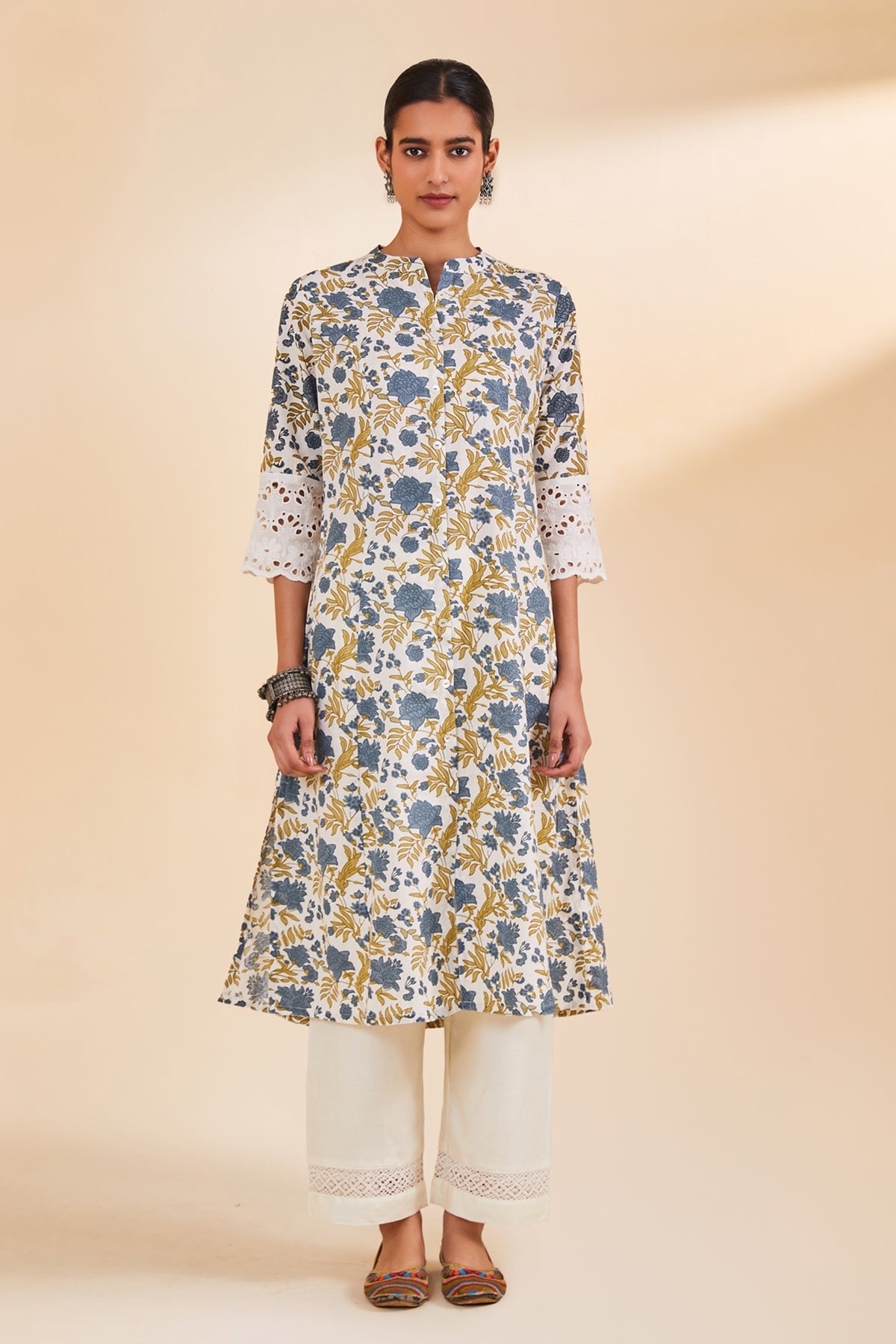 White Printed Kurta