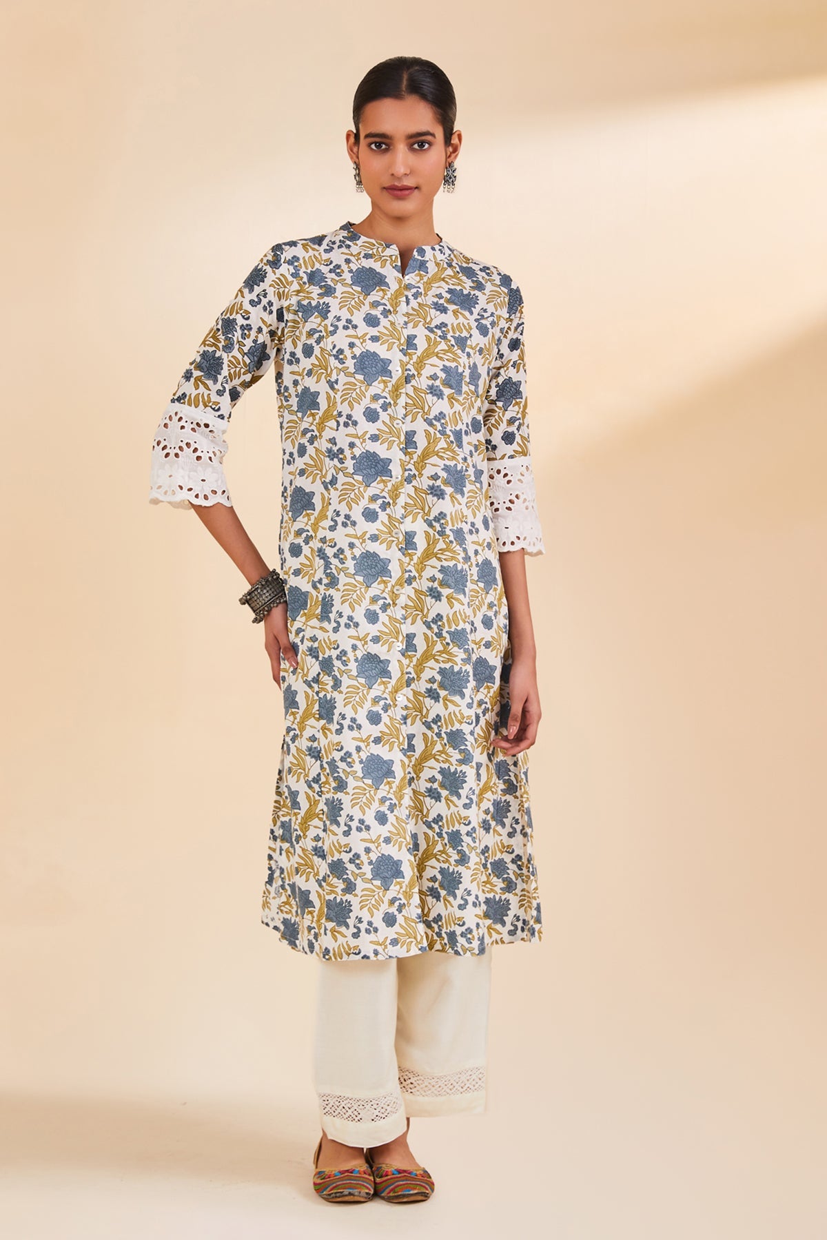 White Printed Kurta