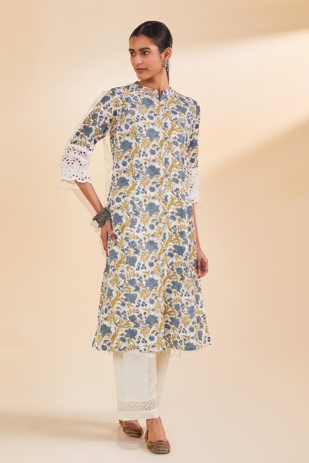 White Printed Kurta