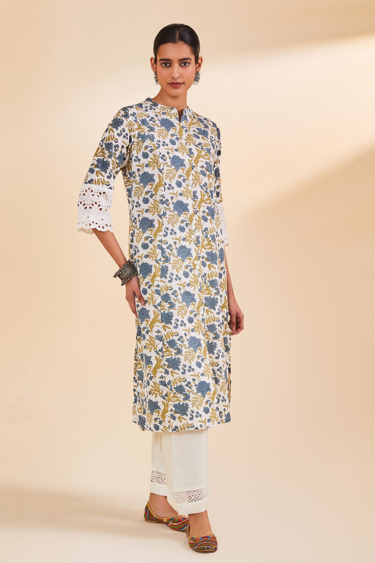 White Printed Kurta