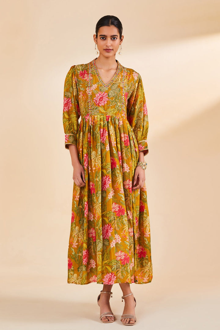 Mustard Printed Dress