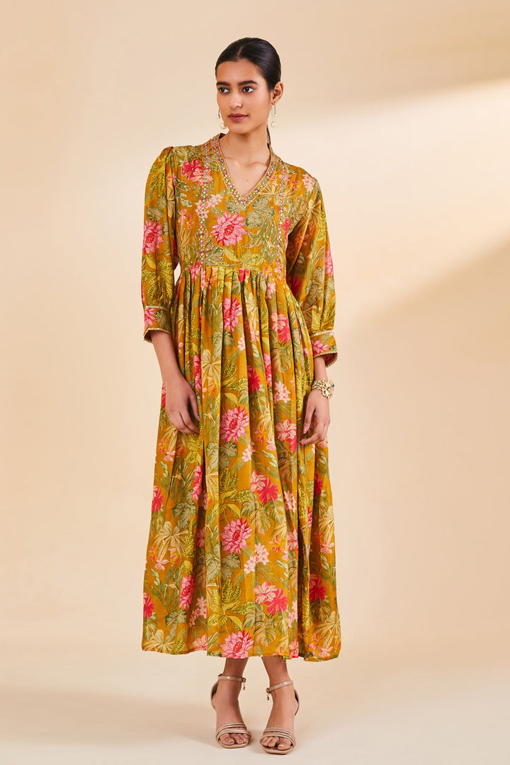Mustard Printed Dress