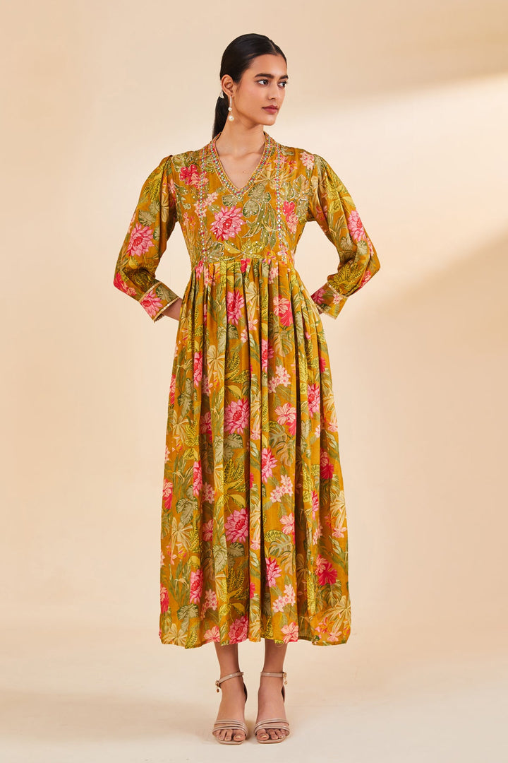 Mustard Printed Dress
