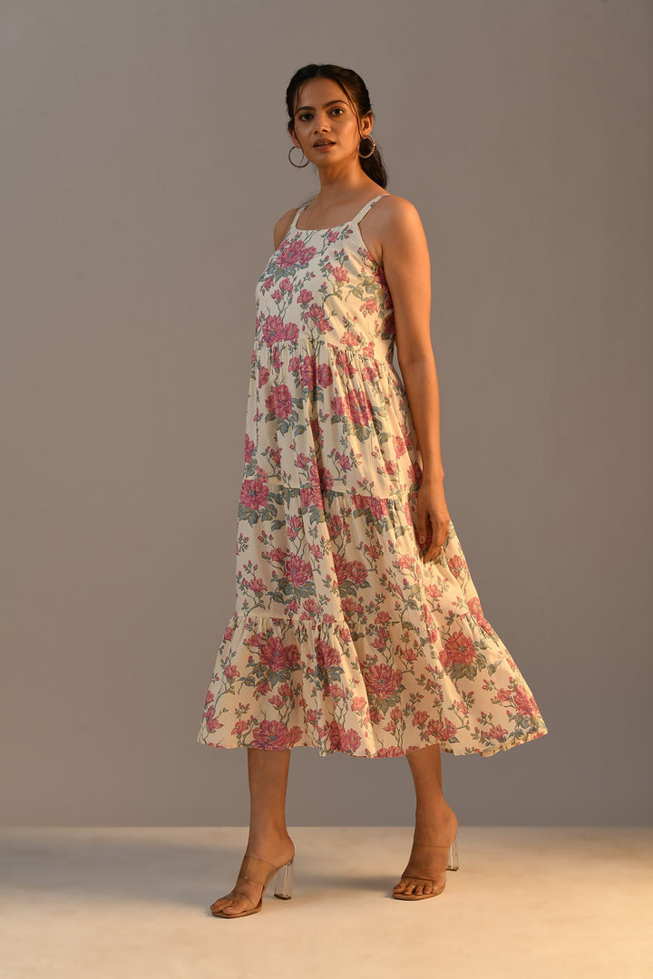 Cream Printed Dress