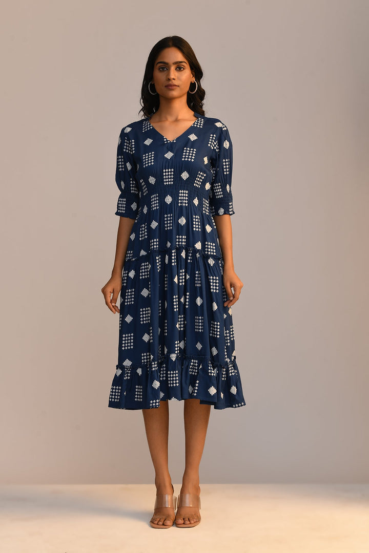 Blue Printed Dress