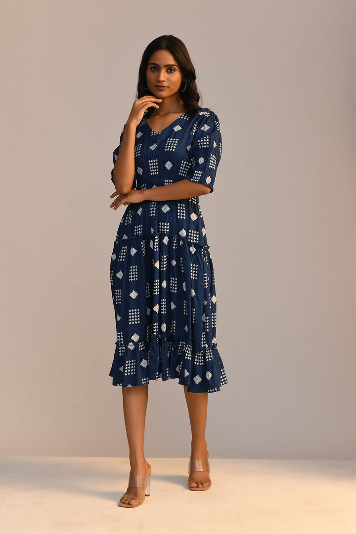 Blue Printed Dress